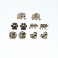 Cute Animal Letter Heart Shape Wood Women's Ear Studs main image 9