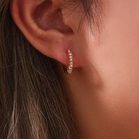 1 Pair Modern Style Round Stainless Steel Plating Inlay Zircon 18k Gold Plated Hoop Earrings main image 6