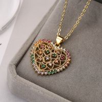 Modern Style Artistic Tree Heart Shape Copper 18k Gold Plated Zircon Pendant Necklace In Bulk sku image 2