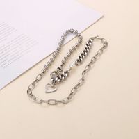 Stainless Steel 18K Gold Plated Cool Style Inlay Heart Shape Artificial Pearls Necklace main image 4