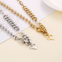 Stainless Steel 18K Gold Plated Cool Style Inlay Heart Shape Artificial Pearls Necklace main image 1