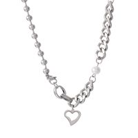 Stainless Steel 18K Gold Plated Cool Style Inlay Heart Shape Artificial Pearls Necklace sku image 1
