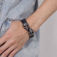 Punk Crâne Acier Inoxydable Placage Plaqué Or 18K Hommes Bracelet main image 7