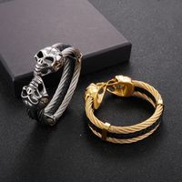 Punk Skull Stainless Steel Plating 18K Gold Plated Men'S Bangle main image 6