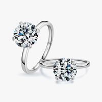 Luxurious Round Sterling Silver Inlay Zircon Rhodium Plated Rings main image 6
