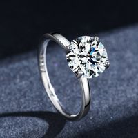 Luxurious Round Sterling Silver Inlay Zircon Rhodium Plated Rings main image 3