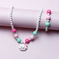 Cute Sweet Pastoral Clouds Plastic Resin Beaded Girl's Bracelets Necklace main image 5