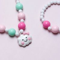 Cute Sweet Pastoral Clouds Plastic Resin Beaded Girl's Bracelets Necklace main image 4