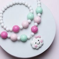 Cute Sweet Pastoral Clouds Plastic Resin Beaded Girl's Bracelets Necklace main image 2
