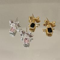 Boucles D'oreilles Pendantes Des Femmes En Cristal Artificielles Sweet Bow Noeud Alloy Inlay main image 1