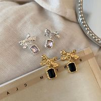 Sweet Bow Knot Alloy Inlay Artificial Crystal Women's Drop Earrings main image 4