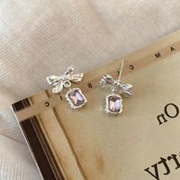 Sweet Bow Knot Alloy Inlay Artificial Crystal Women's Drop Earrings sku image 2