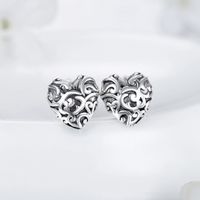 1 Paire Rétro Forme De Cœur Argent Sterling Placage Incruster Zircon Boucles D'oreilles main image 5