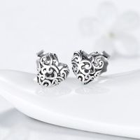 1 Paire Rétro Forme De Cœur Argent Sterling Placage Incruster Zircon Boucles D'oreilles main image 4