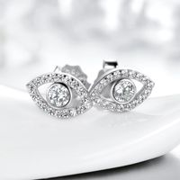 1 Pair Ethnic Style Devil's Eye Sterling Silver Plating Inlay Zircon Rhodium Plated Ear Studs main image 4