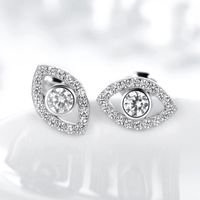 1 Pair Ethnic Style Devil's Eye Sterling Silver Plating Inlay Zircon Rhodium Plated Ear Studs main image 1