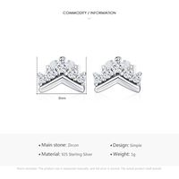 1 Pair Cute Crown Sterling Silver Plating Inlay Zircon Rose Gold Plated Ear Studs main image 2