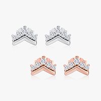 1 Pair Cute Crown Sterling Silver Plating Inlay Zircon Rose Gold Plated Ear Studs main image 3