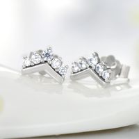 1 Pair Cute Crown Sterling Silver Plating Inlay Zircon Rose Gold Plated Ear Studs main image 4