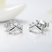 1 Pair Cute Crown Sterling Silver Plating Inlay Zircon Rose Gold Plated Ear Studs main image 1
