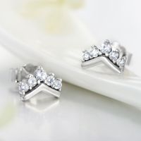 1 Pair Cute Crown Sterling Silver Plating Inlay Zircon Rose Gold Plated Ear Studs main image 5