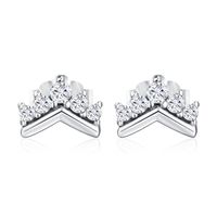 1 Pair Cute Crown Sterling Silver Plating Inlay Zircon Rose Gold Plated Ear Studs sku image 1