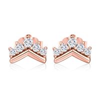 1 Pair Cute Crown Sterling Silver Plating Inlay Zircon Rose Gold Plated Ear Studs sku image 2