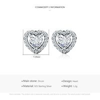 1 Pair Sweet Heart Shape Plating Three-dimensional Inlay Sterling Silver Zircon Ear Studs main image 5