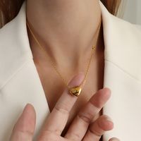 Européen Et Américain Ins Style Clé Anglais Amour Coeur Amour Coeur Collier Clavicule Chaîne Titane Acier 18k Or Petit Taille Collier sku image 2