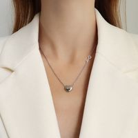 Titanium&stainless Steel Korea Geometric Necklace  (steel Color) Nhok0079-steel-color sku image 6