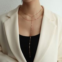 Titanium&stainless Steel Korea Geometric Necklace  (long Rose Alloy)  Fine Jewelry Nhok0524-long-rose-alloy sku image 4