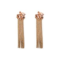 1 Pair Glam Classic Style Tassel Plating Inlay Alloy Rhinestones Glass Gold Plated Drop Earrings main image 8