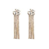 1 Pair Glam Classic Style Tassel Plating Inlay Alloy Rhinestones Glass Gold Plated Drop Earrings main image 9