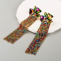 1 Pair Glam Classic Style Tassel Plating Inlay Alloy Rhinestones Glass Gold Plated Drop Earrings main image 10