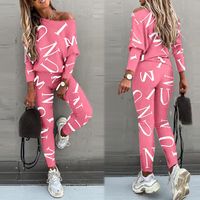 Women's Casual Letter Polyester Pants Sets main image 4