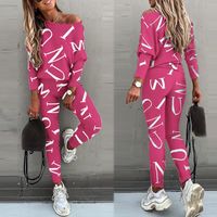 Women's Casual Letter Polyester Pants Sets main image 3