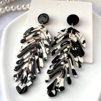 1 Pair Exaggerated Beach Leaves Arylic Alloy Drop Earrings main image 4