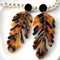 1 Pair Exaggerated Beach Leaves Arylic Alloy Drop Earrings main image 2