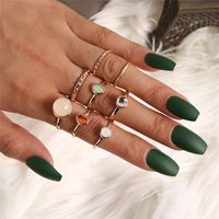 Retro Punk Tortoise Round Snake Alloy Plating Hollow Out Inlay Artificial Gemstones Opal Gold Plated Silver Plated Women's Open Ring Rings sku image 6