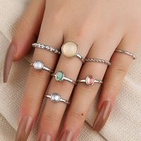 Retro Punk Tortoise Round Snake Alloy Plating Hollow Out Inlay Artificial Gemstones Opal Gold Plated Silver Plated Women's Open Ring Rings sku image 7