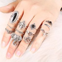 Retro Punk Tortoise Round Snake Alloy Plating Hollow Out Inlay Artificial Gemstones Opal Gold Plated Silver Plated Women's Open Ring Rings sku image 14