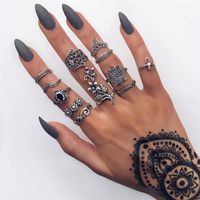Retro Punk Tortoise Round Snake Alloy Plating Hollow Out Inlay Artificial Gemstones Opal Gold Plated Silver Plated Women's Open Ring Rings sku image 11