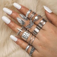 Retro Punk Tortoise Round Snake Alloy Plating Hollow Out Inlay Artificial Gemstones Opal Gold Plated Silver Plated Women's Open Ring Rings sku image 12