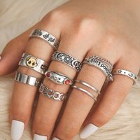 Retro Punk Tortoise Round Snake Alloy Plating Hollow Out Inlay Artificial Gemstones Opal Gold Plated Silver Plated Women's Open Ring Rings sku image 16