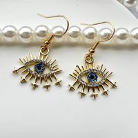 Style Vintage Brillant L'oeil Du Diable Alliage Placage Incruster Zircon Plaqué Or Femmes Boucles D'oreilles main image 1