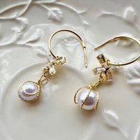 Vintage Style Sweet Water Droplets Alloy Plating Inlay Artificial Pearls Gold Plated Women's Drop Earrings main image 1