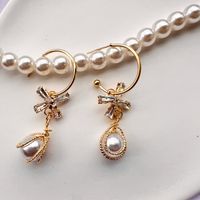 Vintage Style Sweet Water Droplets Alloy Plating Inlay Artificial Pearls Gold Plated Women's Drop Earrings main image 3
