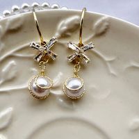 Vintage Style Sweet Water Droplets Alloy Plating Inlay Artificial Pearls Gold Plated Women's Drop Earrings main image 4