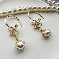 Vintage Style Sweet Water Droplets Alloy Plating Inlay Artificial Pearls Gold Plated Women's Drop Earrings sku image 1