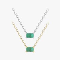 Ins Style Casual Rectangle Sterling Silver Plating Inlay Gem 14k Gold Plated Rhodium Plated Necklace main image 1